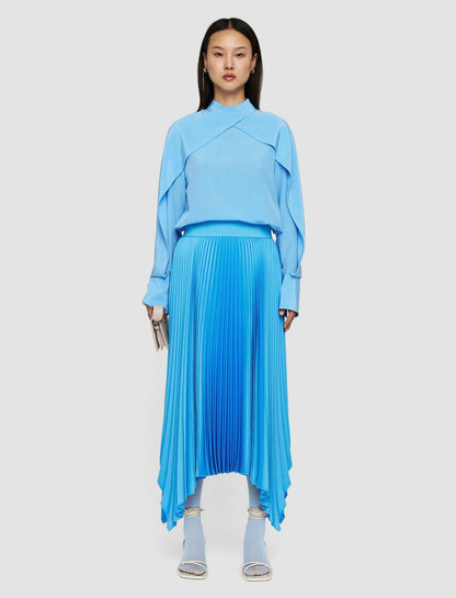 JOSEPH Fashion Women Ade Knit Weave Plissé Skirt Dark Arctic