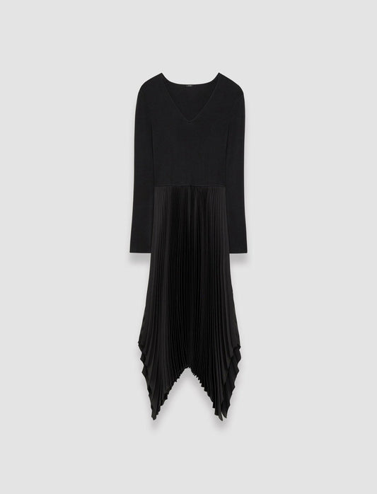 JOSEPH Fashion Women Knit Weave Plissé Dubois Dress Black