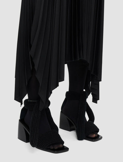 JOSEPH Fashion Women Knit Weave Plissé Dubois Dress Black