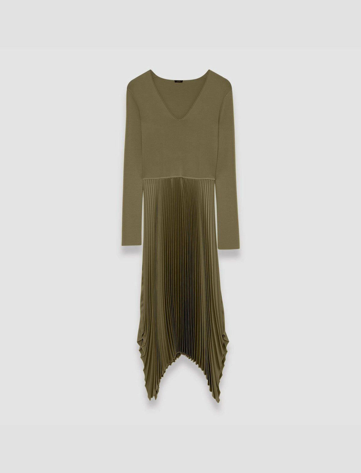 JOSEPH Fashion Women Knit Weave Plissé Dubois Dress Dark Olive