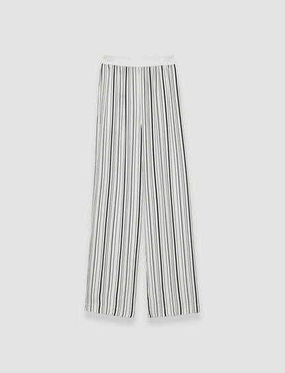 JOSEPH Fashion Women Silk Animation Hulin Trousers Oyster White/ Black