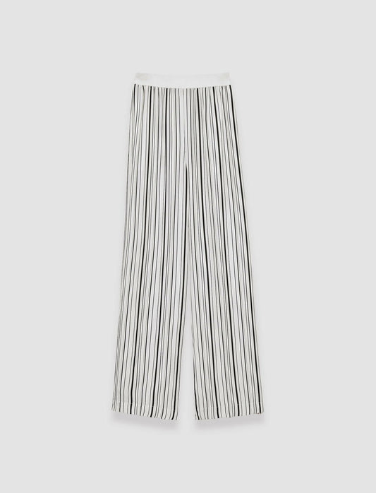 JOSEPH Fashion Women Silk Animation Hulin Trousers Oyster White/ Black