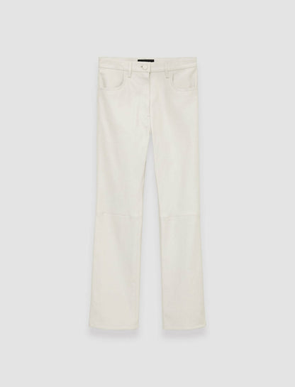 JOSEPH Fashion Women Duke Leather Stretch Trousers Oyster White