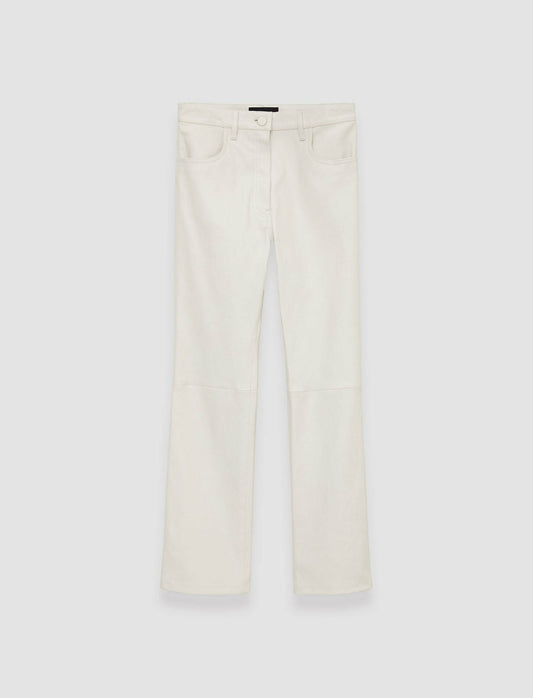 JOSEPH Fashion Women Duke Leather Stretch Trousers Oyster White