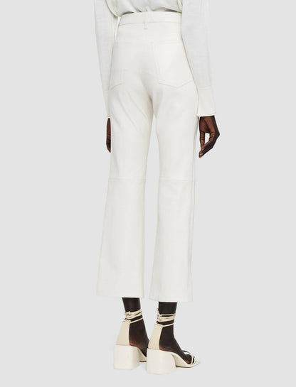 JOSEPH Fashion Women Duke Leather Stretch Trousers Oyster White