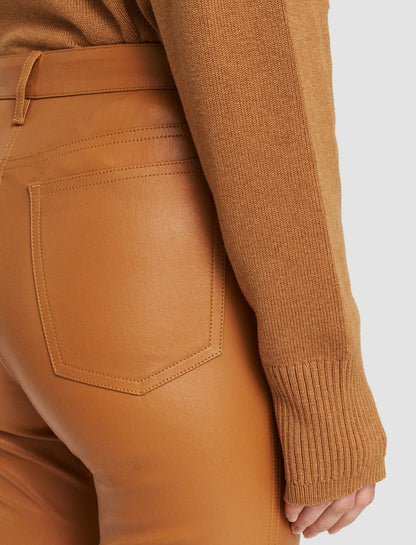 JOSEPH Fashion Women Duke Leather Stretch Trousers Clay
