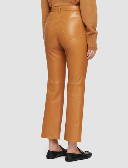 JOSEPH Fashion Women Duke Leather Stretch Trousers Clay