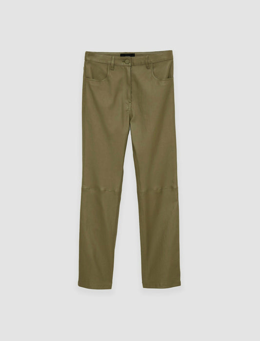JOSEPH Fashion Women Duke Leather Stretch Trousers Dark Olive