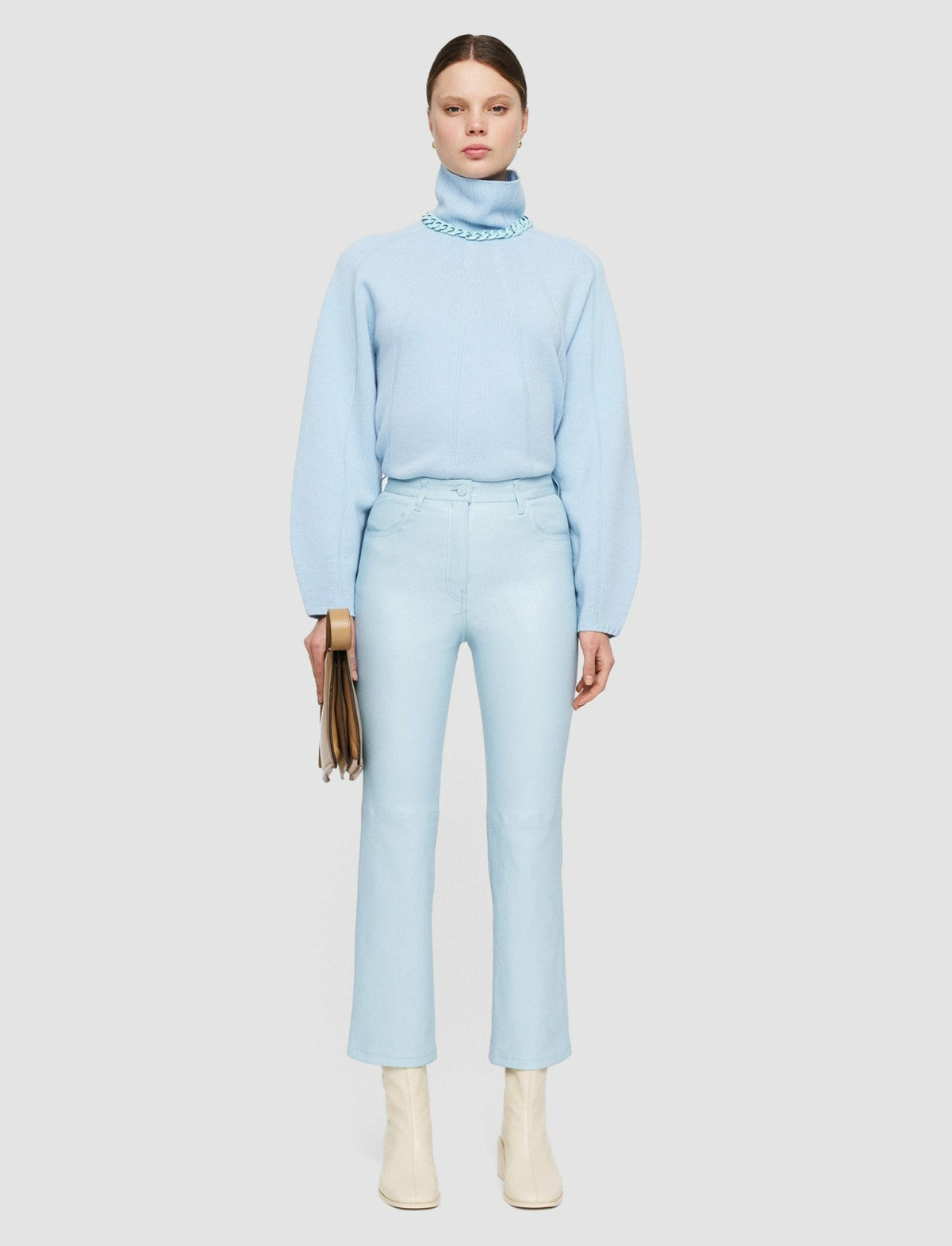 JOSEPH Fashion Women Duke Leather Stretch Trousers Arctic