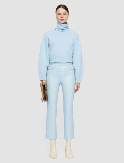 JOSEPH Fashion Women Duke Leather Stretch Trousers Arctic