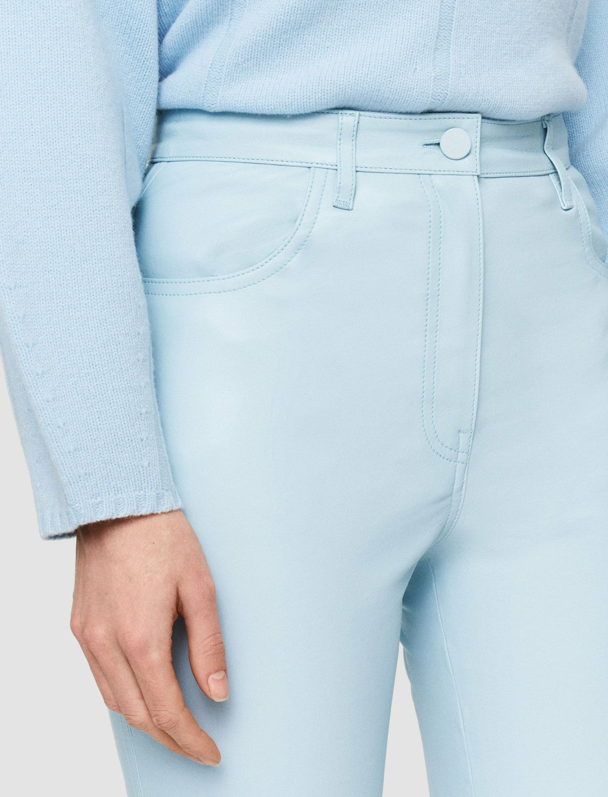 JOSEPH Fashion Women Duke Leather Stretch Trousers Arctic