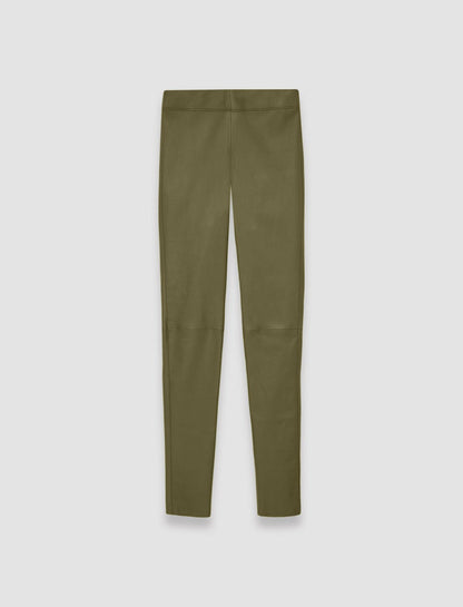 JOSEPH Fashion Women Leather Stretch Leggings Dark Olive