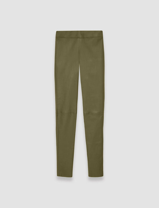 JOSEPH Fashion Women Leather Stretch Leggings Dark Olive