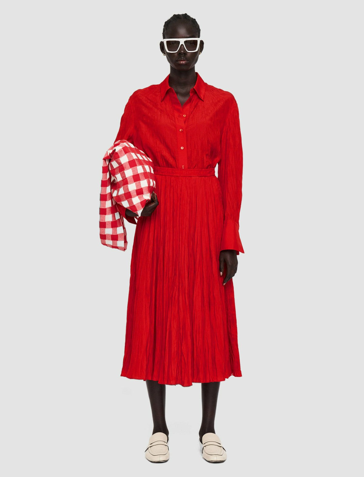 JOSEPH Fashion Women Sully Habotai Silk Skirt Crimson