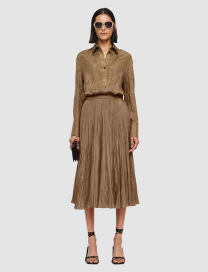 JOSEPH Fashion Women Sully Habotai Silk Skirt Frozen Mocha