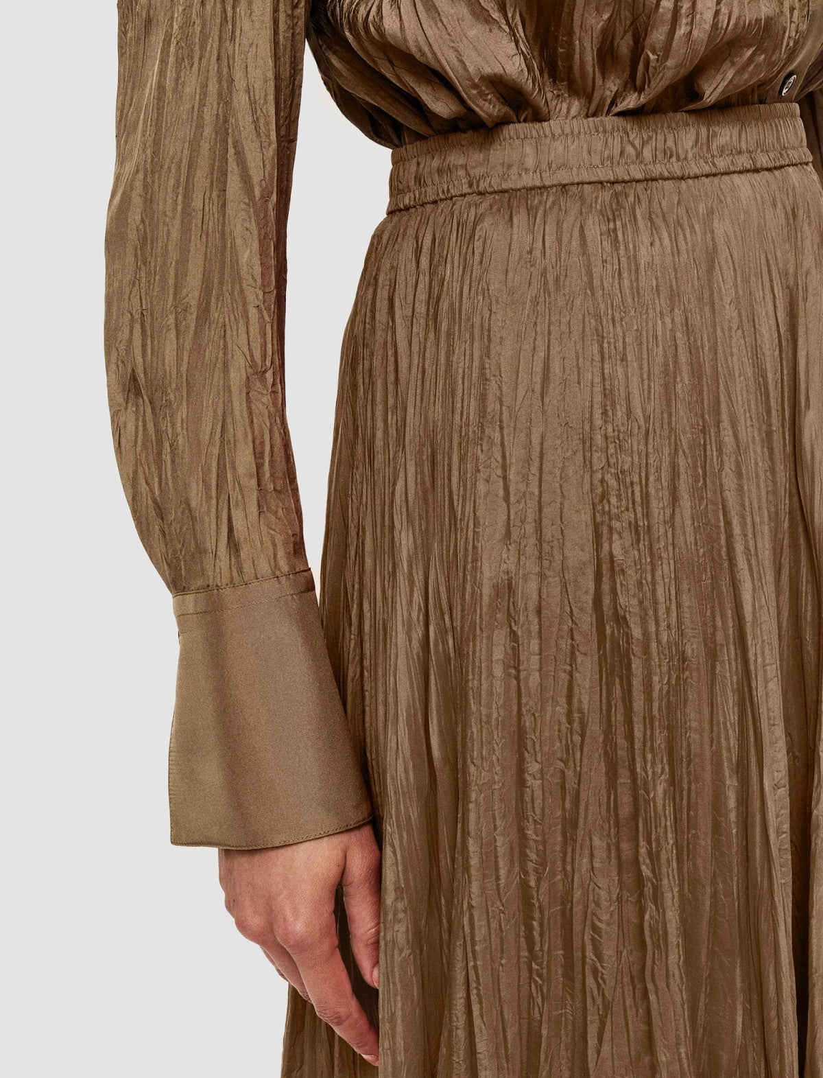JOSEPH Fashion Women Sully Habotai Silk Skirt Frozen Mocha