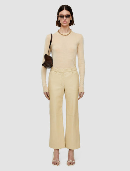 JOSEPH Fashion Women Nappa Leather Talia Trousers Safari