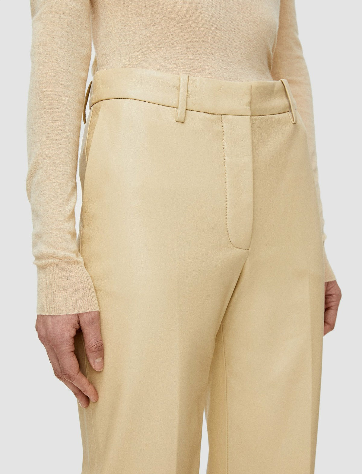 JOSEPH Fashion Women Nappa Leather Talia Trousers Safari