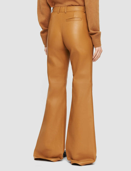 JOSEPH Fashion Women Nappa Leather Tessier Trousers Clay