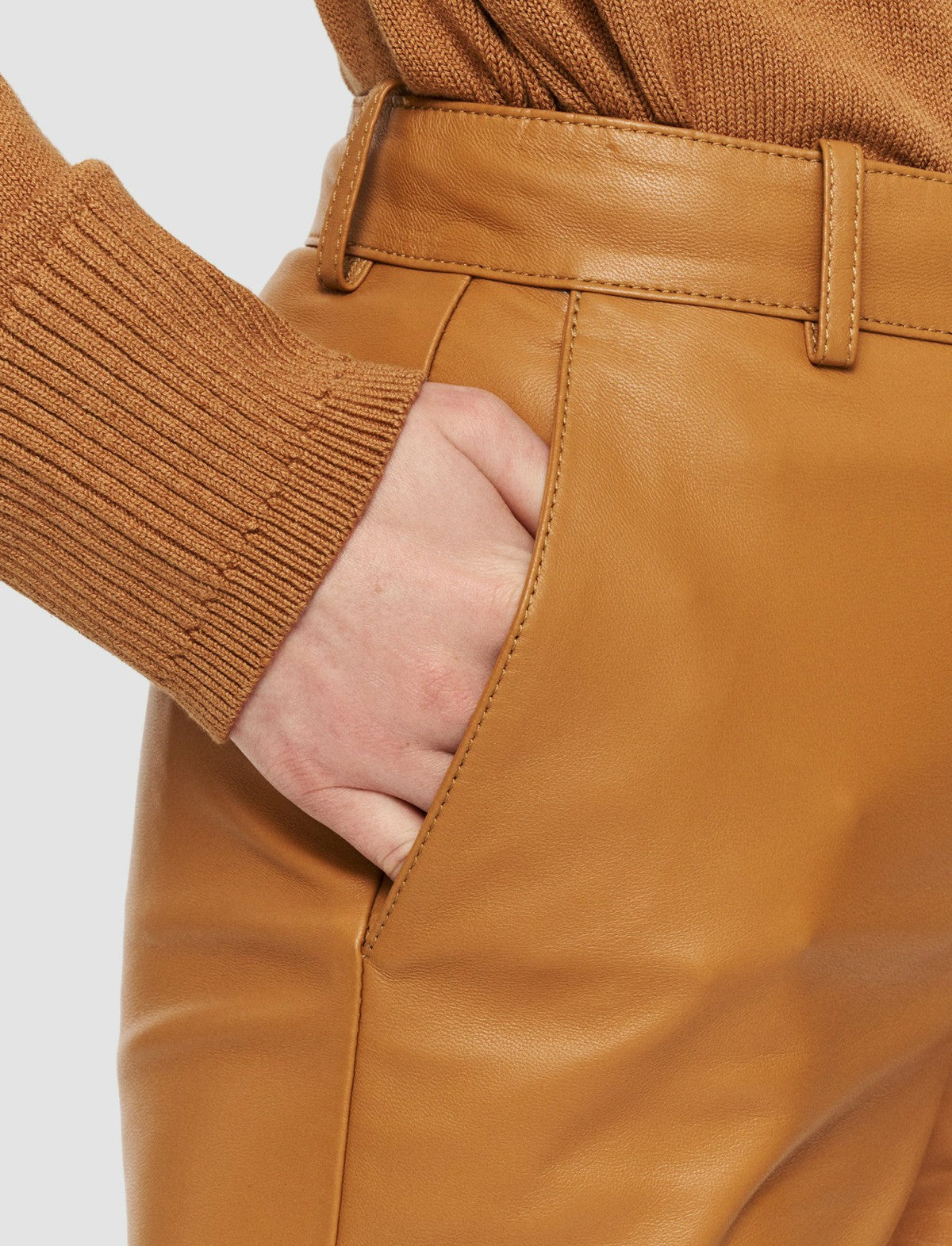 JOSEPH Fashion Women Nappa Leather Tessier Trousers Clay
