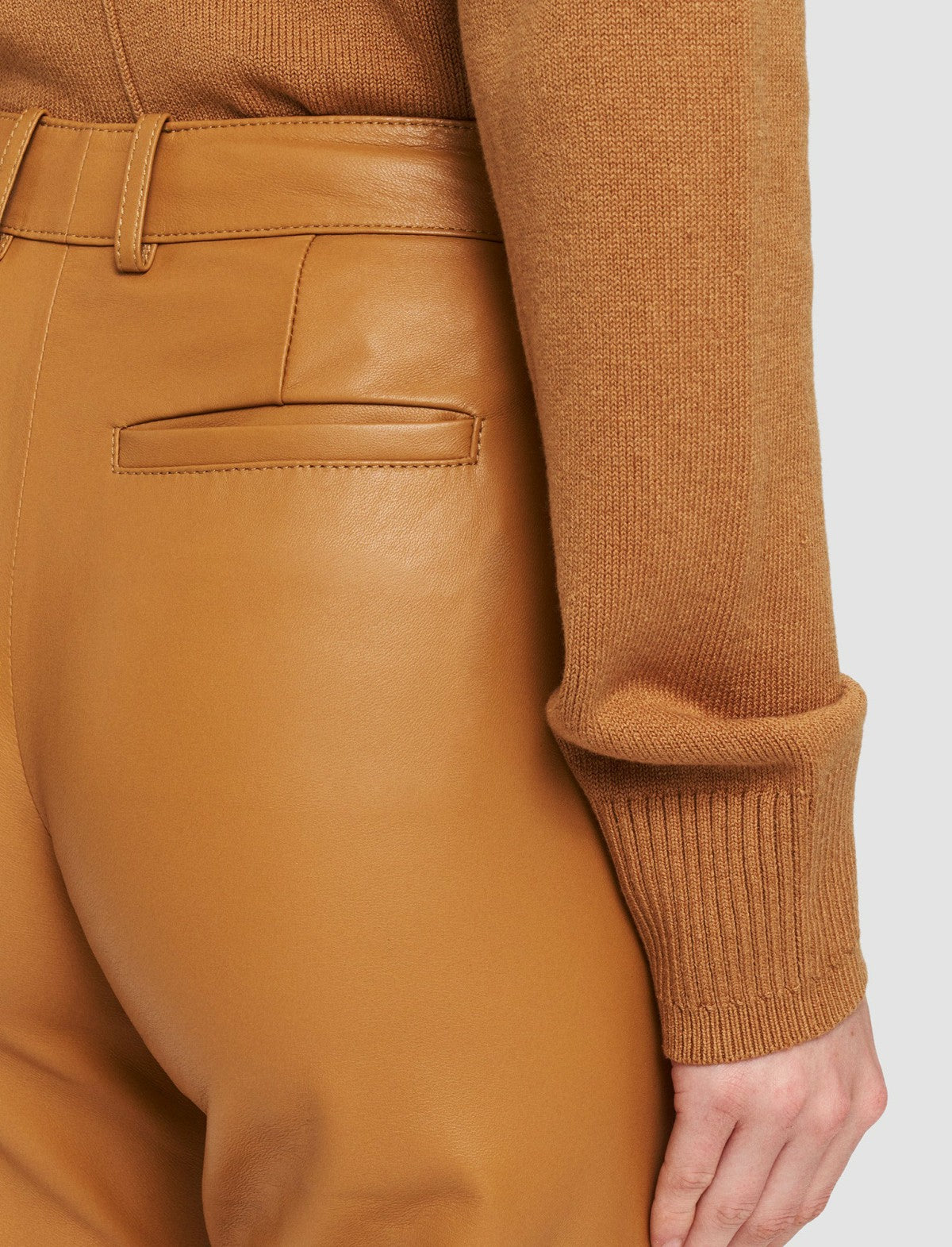JOSEPH Fashion Women Nappa Leather Tessier Trousers Clay