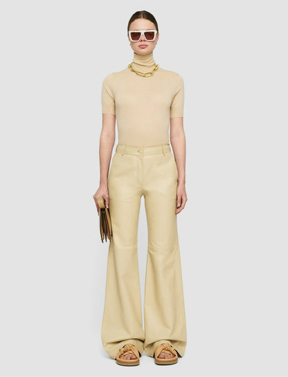JOSEPH Fashion Women Nappa Leather Tessier Trousers Safari