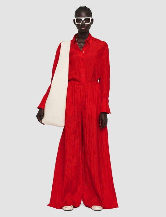 JOSEPH Fashion Women Thoresby Habotai Silk Trousers Crimson