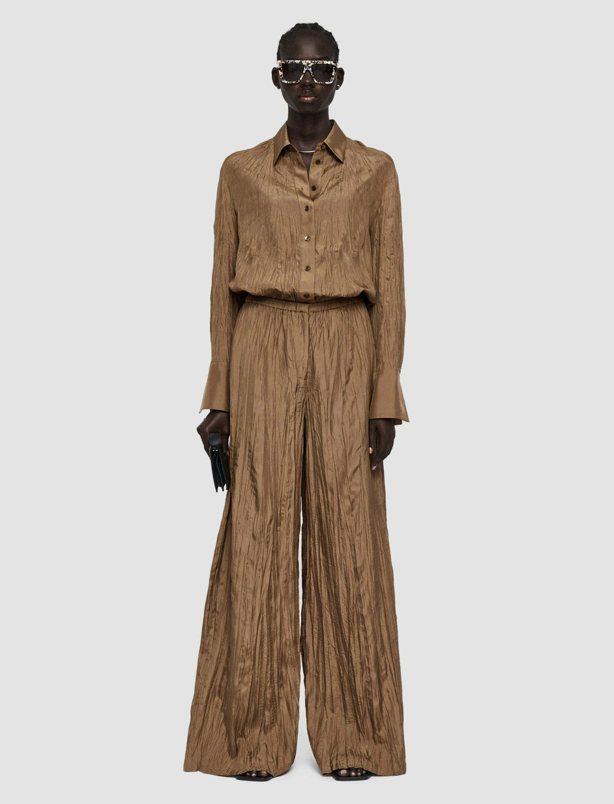 JOSEPH Fashion Women Thoresby Habotai Silk Trousers Frozen Mocha