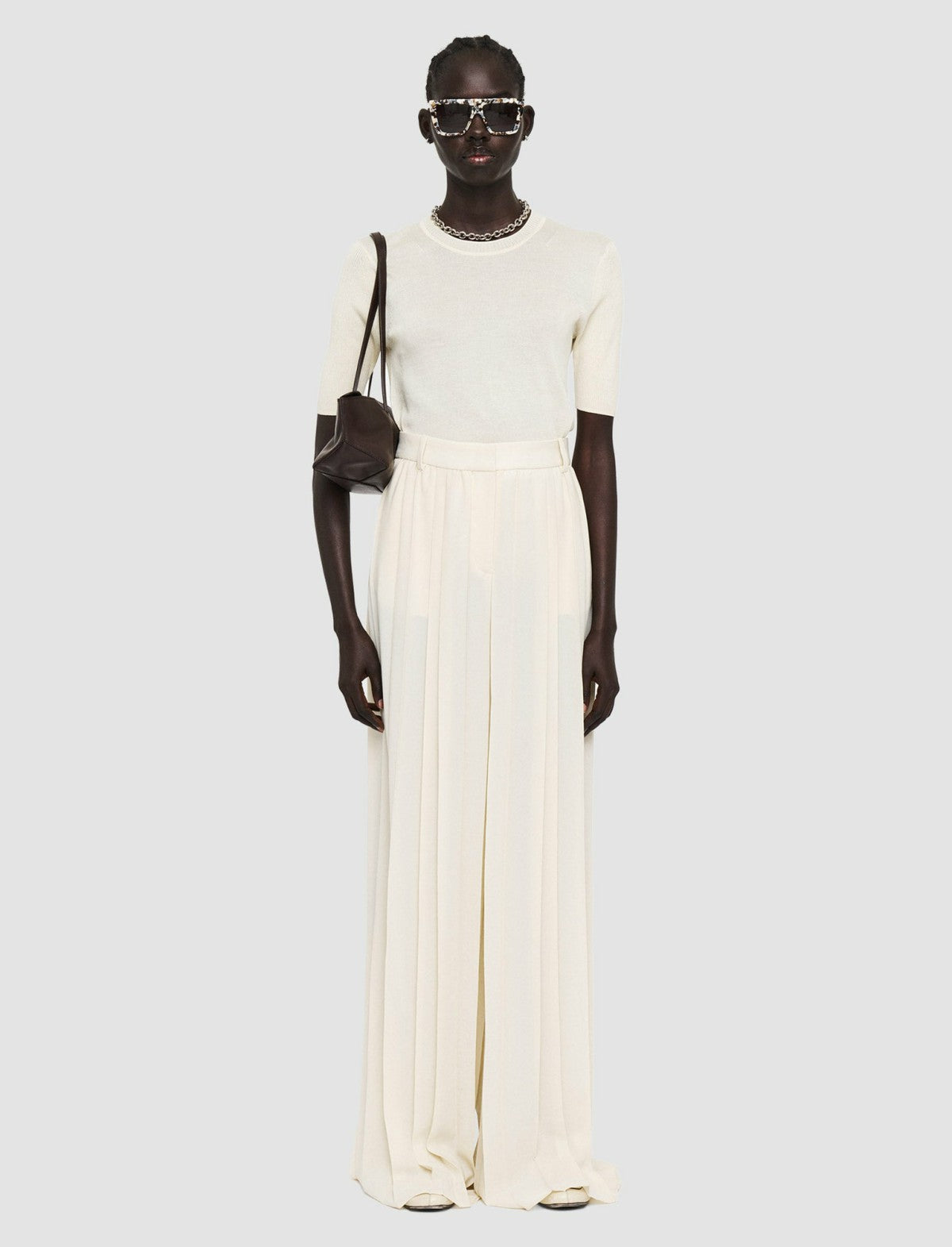 JOSEPH Fashion Women Tibre Airy Plissé Trousers Papyrus