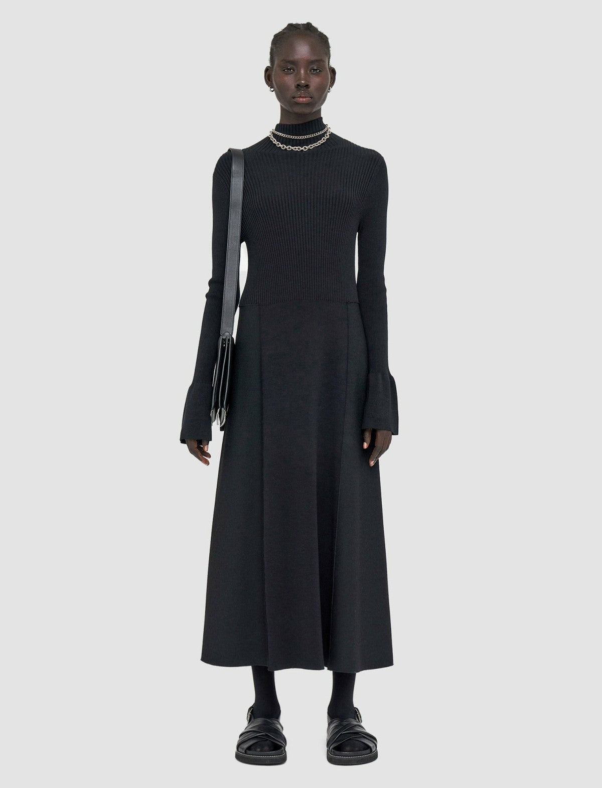 JOSEPH Fashion Women Mixed Media Duperre Dress Black