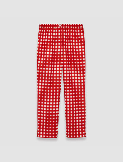 JOSEPH Fashion Women Vichy Cotton Silk Tottenham Trousers Crimson Combo