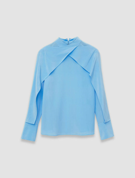 JOSEPH Fashion Women Bailie Silk Crepe de Chine Blouse Dark Arctic