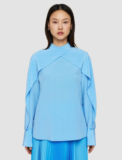JOSEPH Fashion Women Bailie Silk Crepe de Chine Blouse Dark Arctic