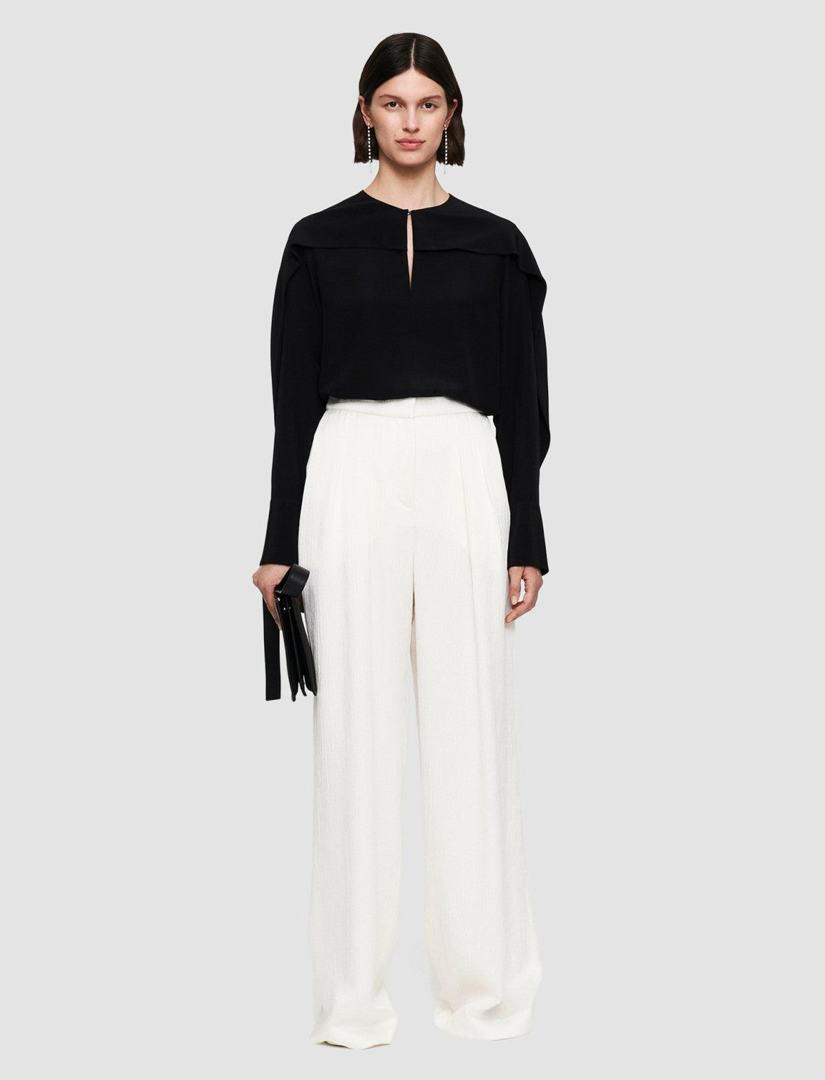 JOSEPH Fashion Women Silk Crepe de Chine Balard Blouse Black
