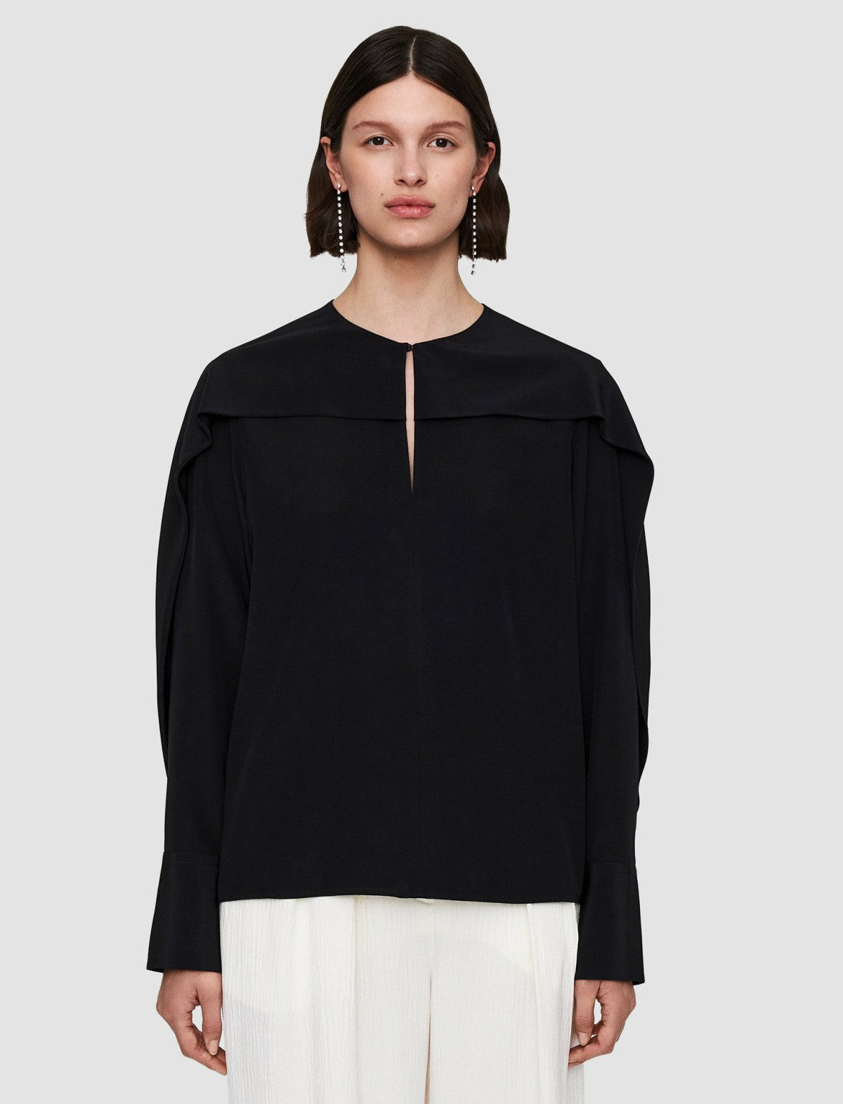 JOSEPH Fashion Women Silk Crepe de Chine Balard Blouse Black