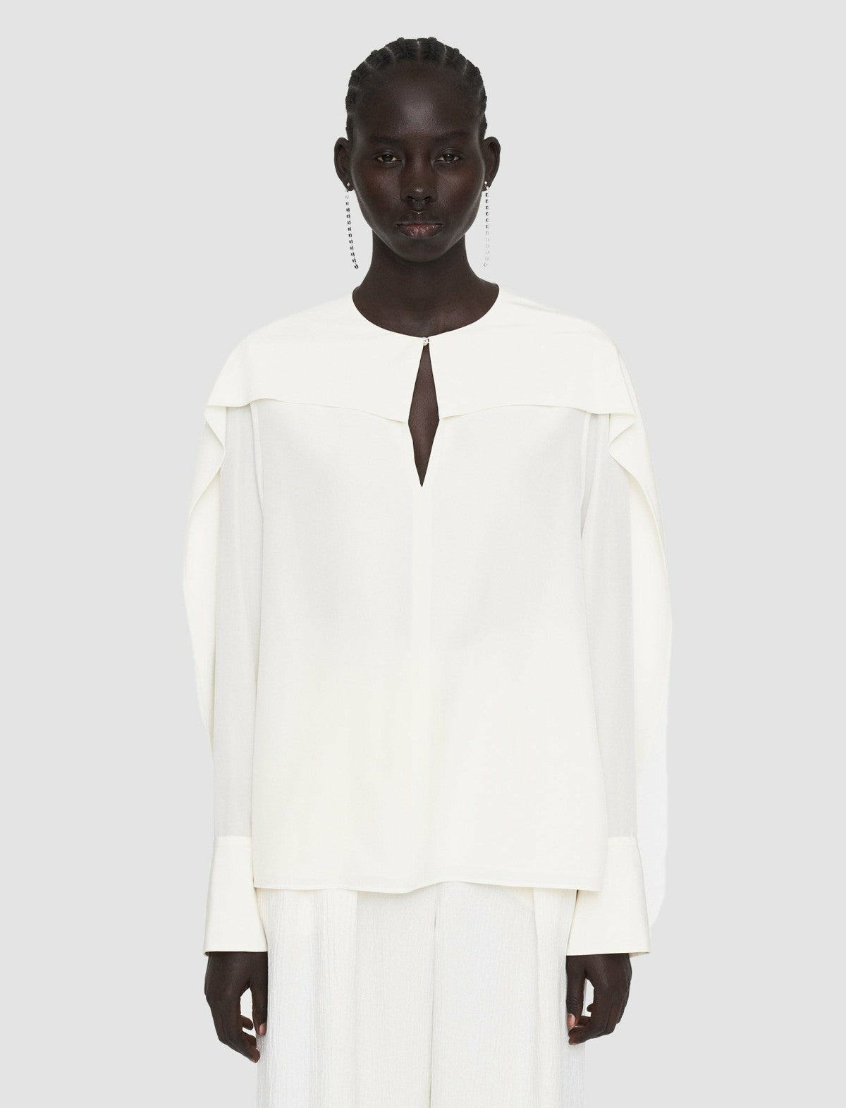 JOSEPH Fashion Women Silk Crepe de Chine Balard Blouse Ivory