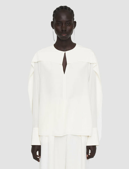 JOSEPH Fashion Women Silk Crepe de Chine Balard Blouse Ivory