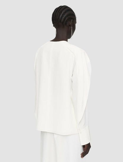 JOSEPH Fashion Women Silk Crepe de Chine Balard Blouse Ivory