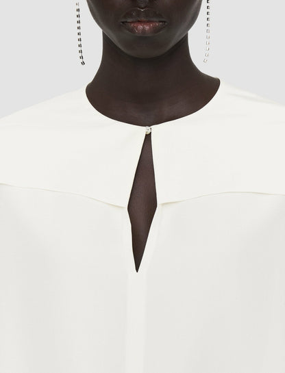 JOSEPH Fashion Women Silk Crepe de Chine Balard Blouse Ivory