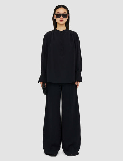 JOSEPH Fashion Women Silk Crepe de Chine Buci Blouse Black