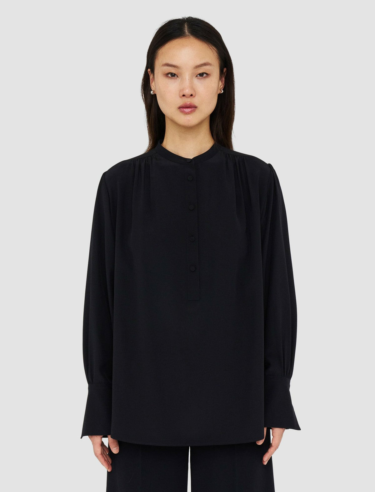 JOSEPH Fashion Women Silk Crepe de Chine Buci Blouse Black
