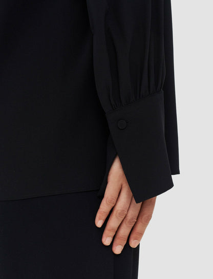 JOSEPH Fashion Women Silk Crepe de Chine Buci Blouse Black
