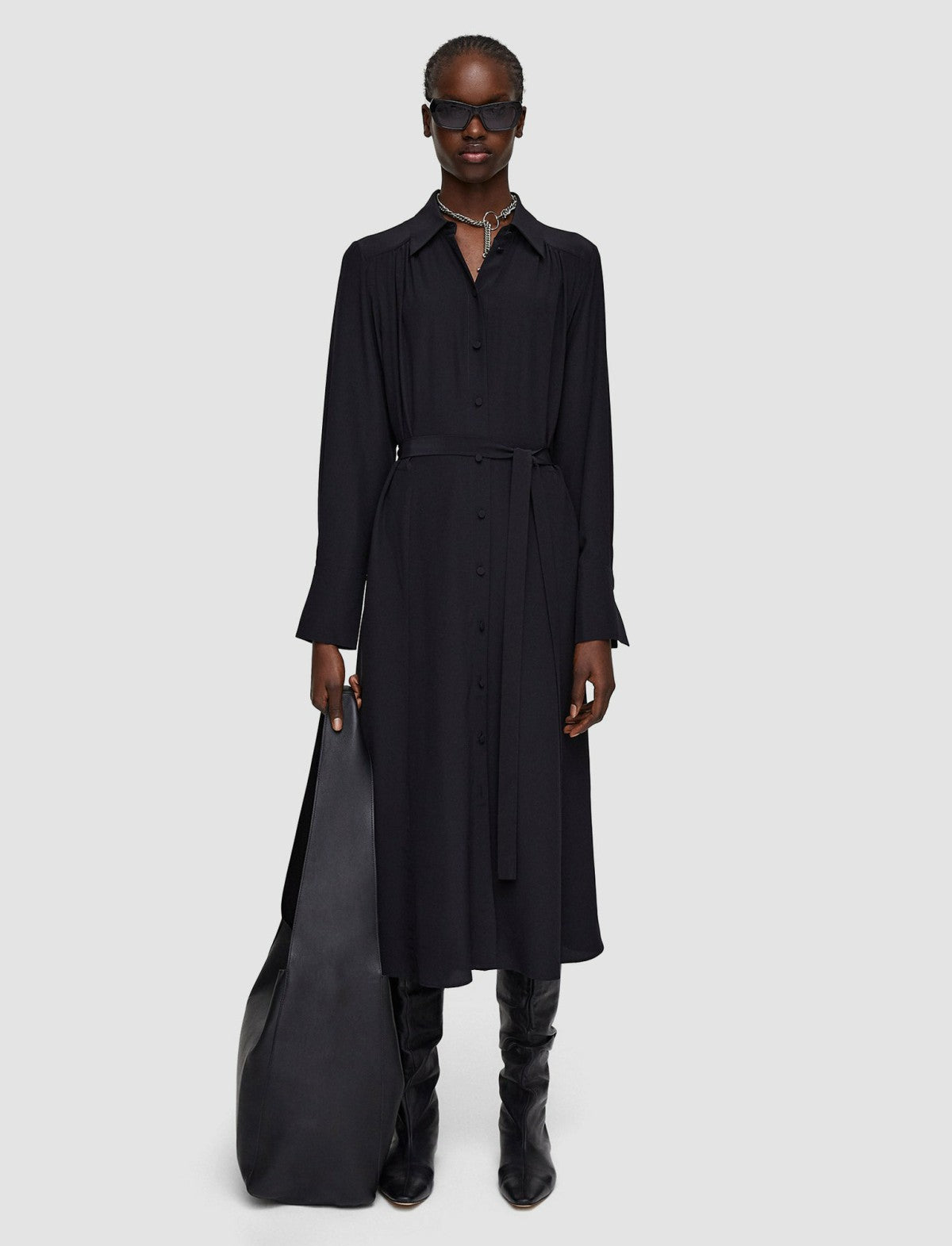 JOSEPH Fashion Women Silk Crepe de Chine Diane Dress Black