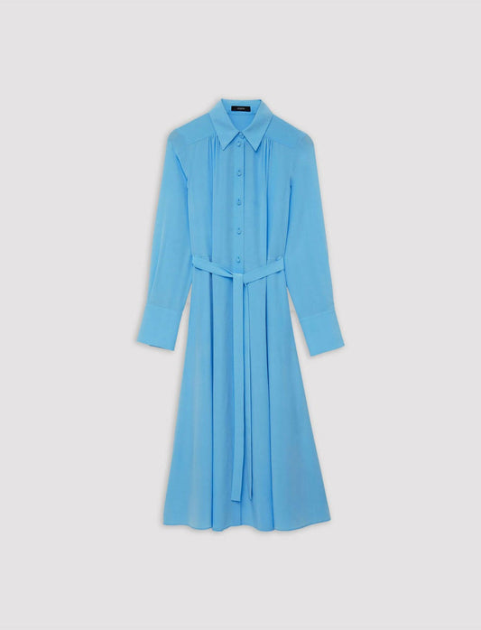 JOSEPH Fashion Women Silk Crepe de Chine Diane Dress Dark Arctic