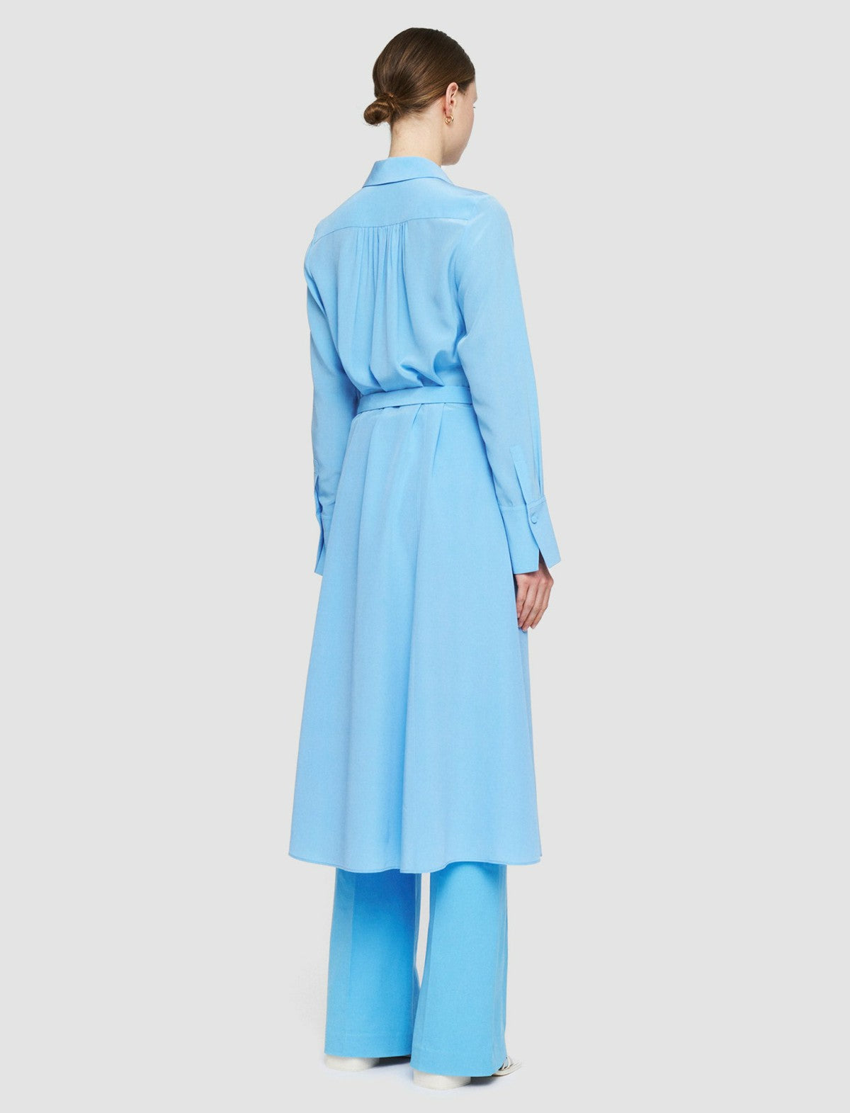 JOSEPH Fashion Women Silk Crepe de Chine Diane Dress Dark Arctic