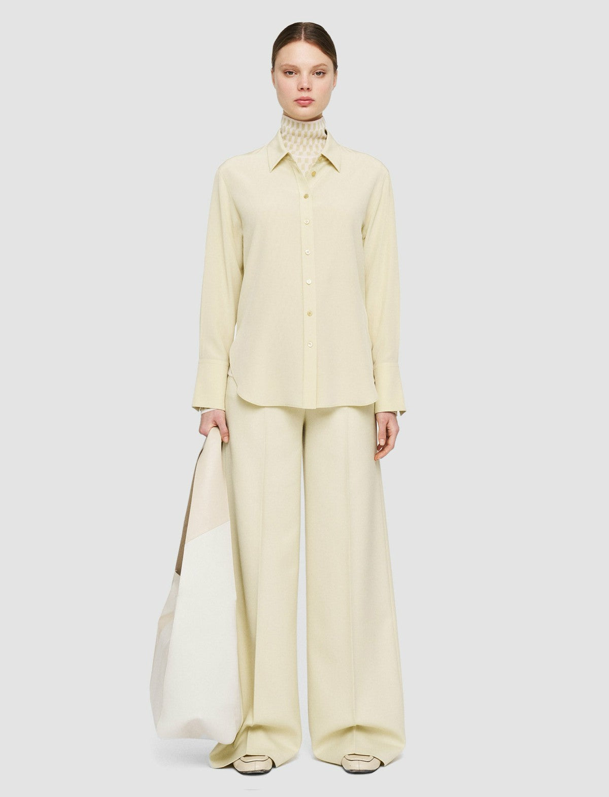 JOSEPH Fashion Women Joe Silk Crepe de Chine Blouse Pale Olive