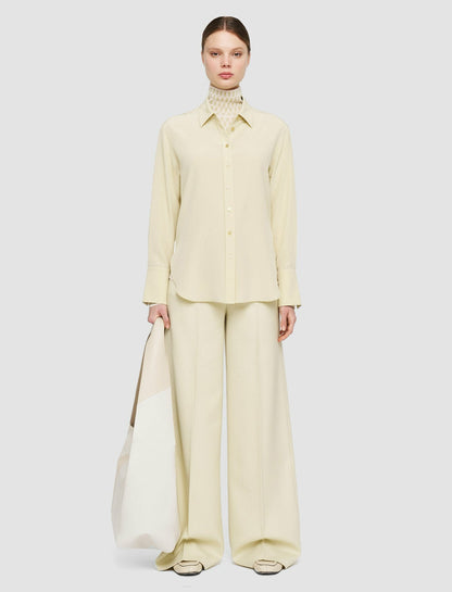 JOSEPH Fashion Women Joe Silk Crepe de Chine Blouse Pale Olive