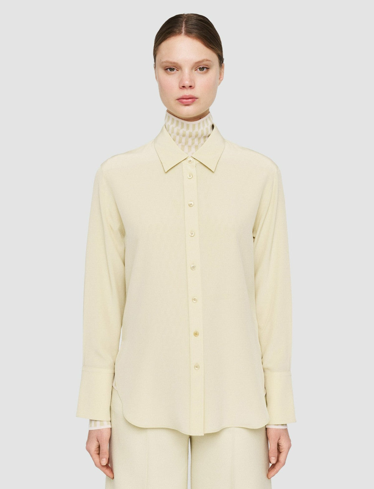 JOSEPH Fashion Women Joe Silk Crepe de Chine Blouse Pale Olive