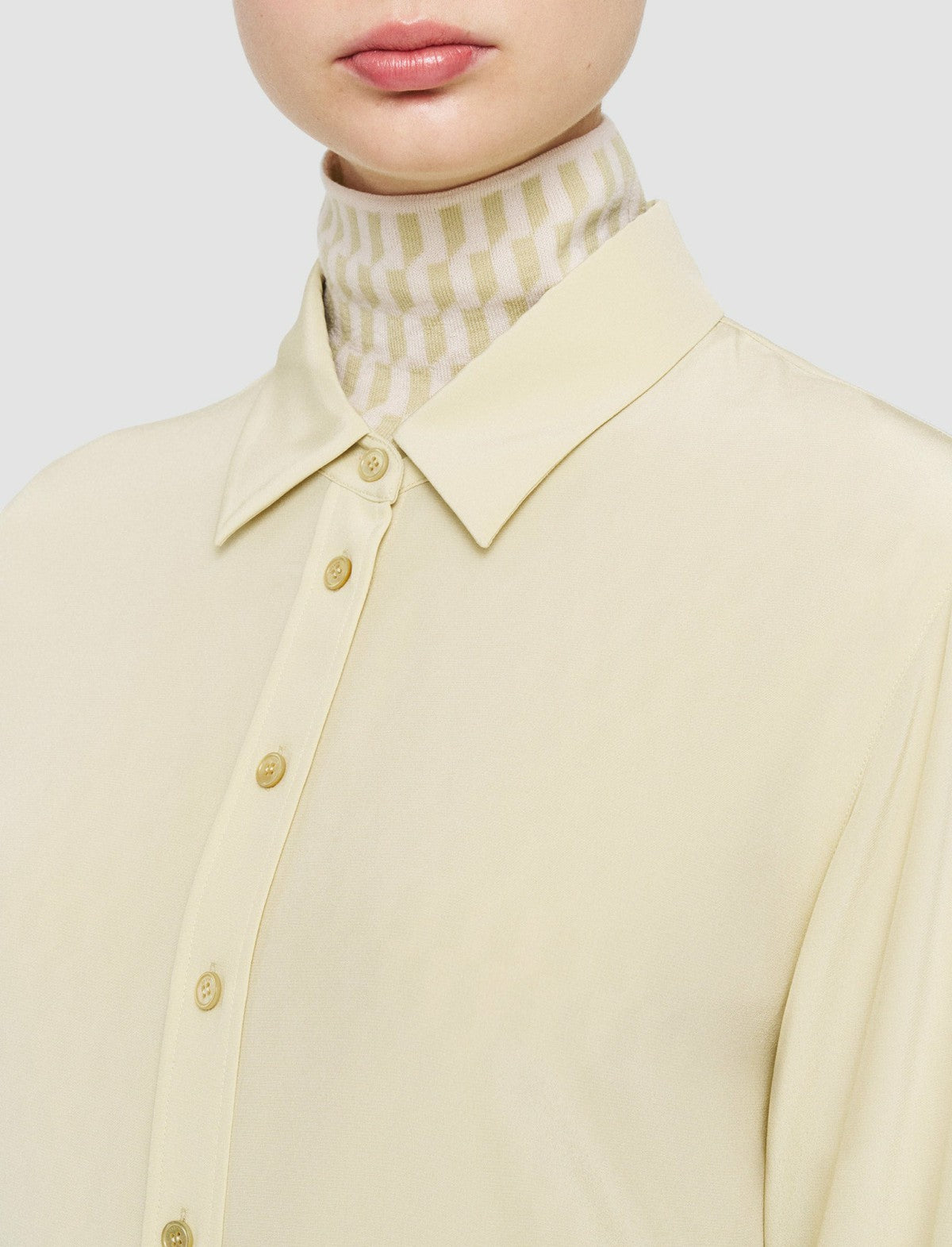 JOSEPH Fashion Women Joe Silk Crepe de Chine Blouse Pale Olive