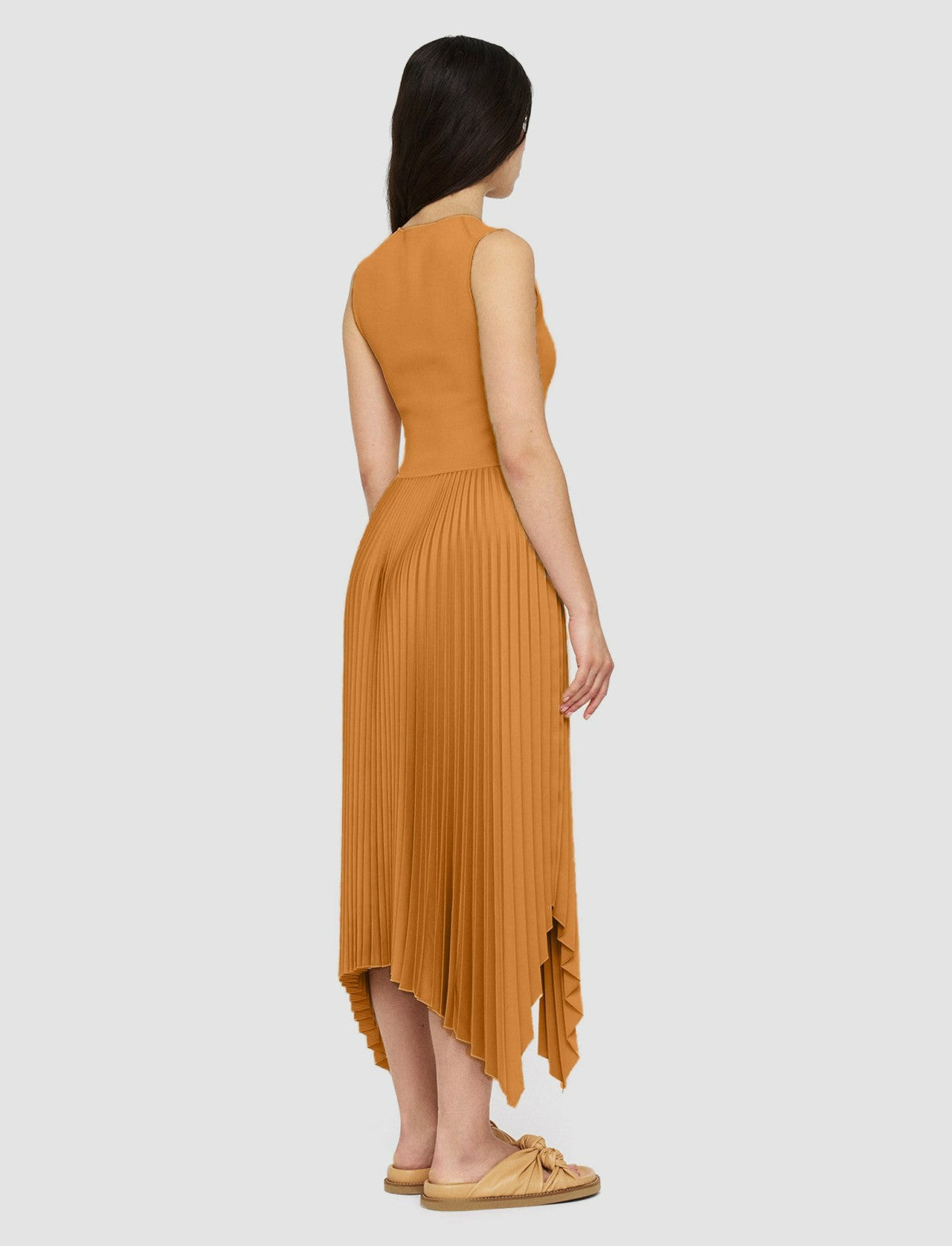 JOSEPH Fashion Women Knit Weave Plissé Dera Dress Clay